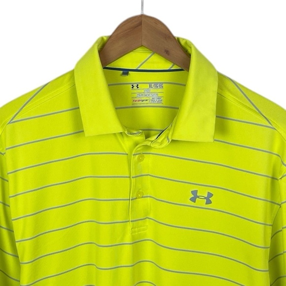 PO846 Men’s Under Armour Loose Fit Striped Performance Polo Shirt XL - Picture 2 of 5
